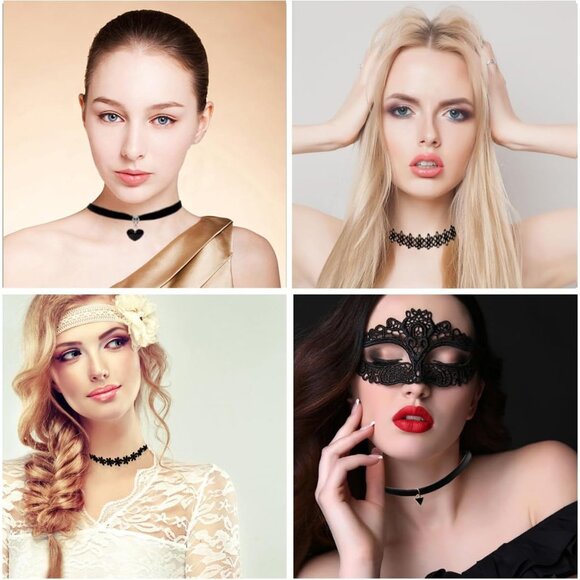 0 Pcs Black Necklaces for Women Adjustable Layered Velvet Choker Set Classic Got - Picture 3 of 7